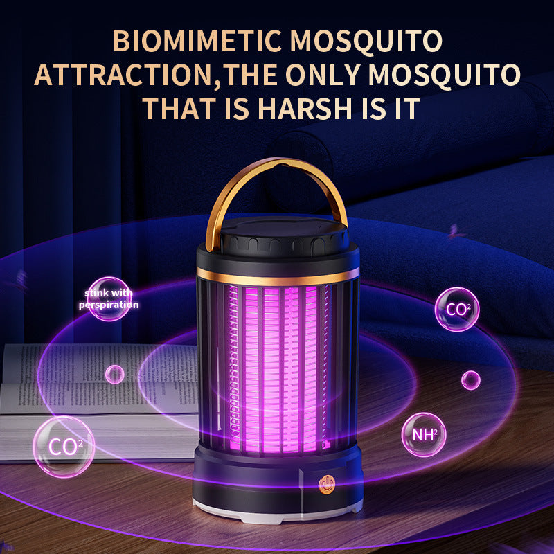 Dark Blue Portable 3-in-1 Electric Mosquito Zapper Lamp - UV Bug Killer, Warm Night Light & Bright Lantern, USB Plug-in use