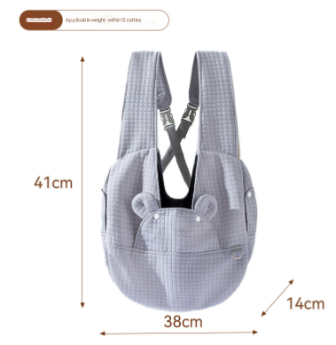 Grey Soft Quilted Pet Carrier Backpack - Front Pack for Small Dogs & Cats (Up to 6kg) | Secure X-Straps, Breathable Design