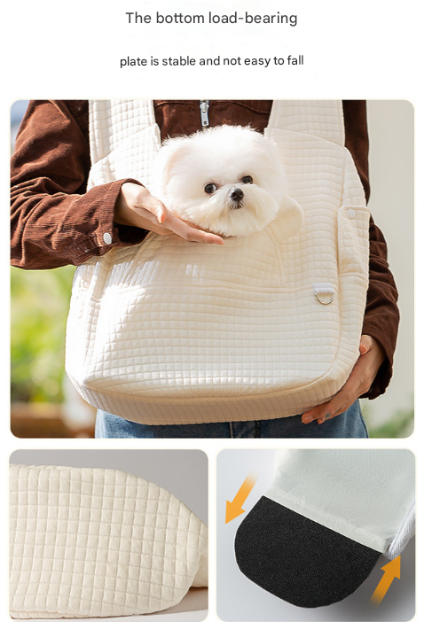 Grey Soft Quilted Pet Carrier Backpack - Front Pack for Small Dogs & Cats (Up to 6kg) | Secure X-Straps, Breathable Design