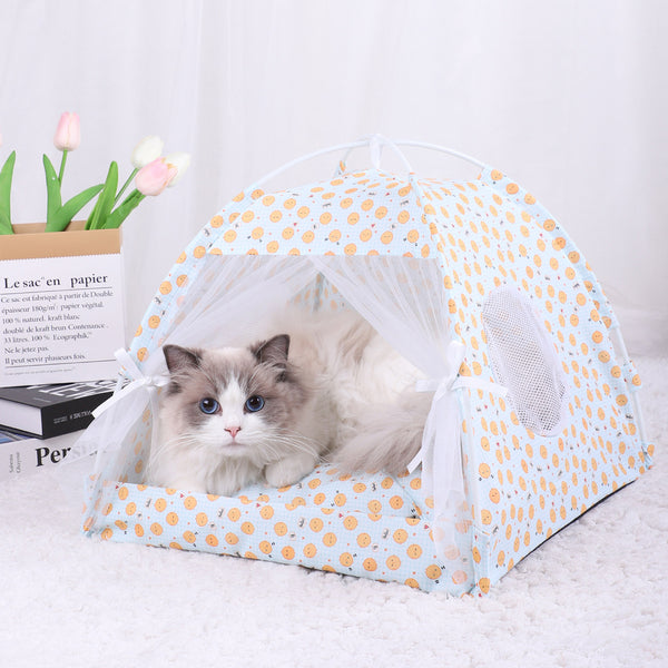 S 35*35CM 5 Catties Within The Pet Yellow Pullet Cooling Summer Pet Tent - Portable Foldable Breathable Outdoor Cat House Shelter
