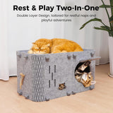 Felt Cat House - Detachable Foldable Breathable Pet Bed for Cats and Small Dogs, 45x35x35cm