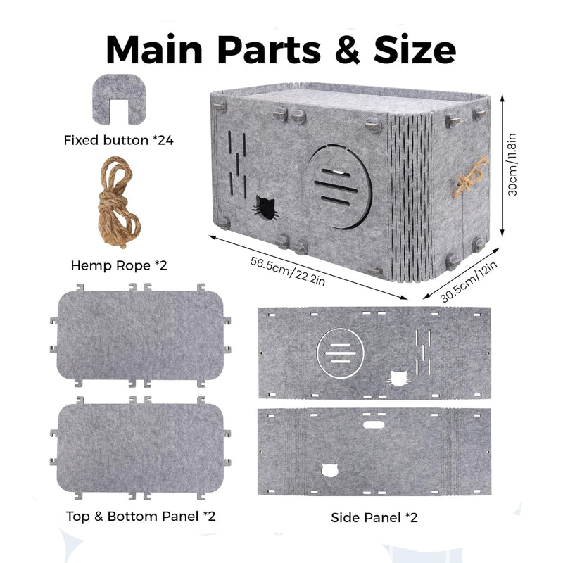Felt Cat House - Detachable Foldable Breathable Pet Bed for Cats and Small Dogs, 45x35x35cm