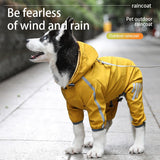 XL Pink And Gray Trim Waterproof Four-Legged Dog Raincoat with Leash Hole for Small Breeds