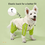 Colorblock (Beige red) Dog Raincoat - Waterproof with Hood and Reflective Strips (Size L)