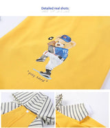 Autumn/Winter Dog Clothes - Yellow Hoodie with Striped Hood & Baseball Bear (Size - XL)