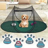 Black Portable Pop-Up Pet Tent - Lightweight Foldable Outdoor Enclosure for Dogs & Cats, Breathable Mesh Travel Kennel