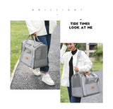 Foldable Soft-Sided Pet Carrier for Travel - Fits Cats & Small Dogs Under 6kg, with Removable Plush Bed & Shoulder Strap(grey)