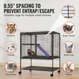 VEVOR 36" Metal Small Animal Cage 2-Tier Rolling Ferret Cage with Tray A Ramp