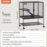 VEVOR 36" Metal Small Animal Cage 2-Tier Rolling Ferret Cage with Tray A Ramp