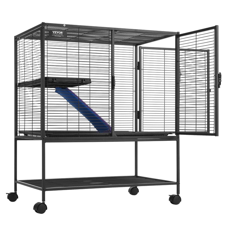 VEVOR 36" Metal Small Animal Cage 2-Tier Rolling Ferret Cage with Tray A Ramp