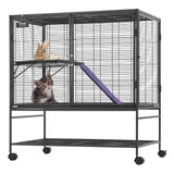 VEVOR 39" Metal Small Animal Cage 2-Tier Rolling Ferret Cage with Tray A Ramp