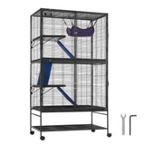 VEVOR 64.6" Metal Small Animal Cage 4-Tier Rolling Ferret Cage with Tray 3 Ramps