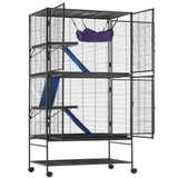VEVOR 64.6" Metal Small Animal Cage 4-Tier Rolling Ferret Cage with Tray 3 Ramps