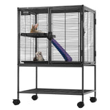 VEVOR 34" Metal Small Animal Cage 2-Tier Rolling Ferret Cage with Tray A Ramp