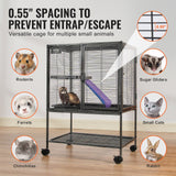 VEVOR 34" Metal Small Animal Cage 2-Tier Rolling Ferret Cage with Tray A Ramp